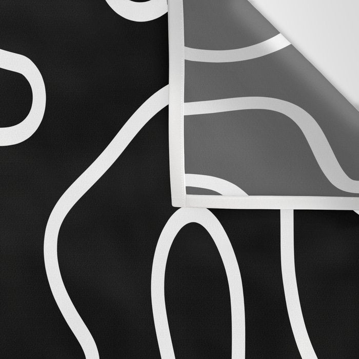 Squiggle Maze Minimalist Abstract Pattern in White and Black Wall Tapestry Gallery Image 3