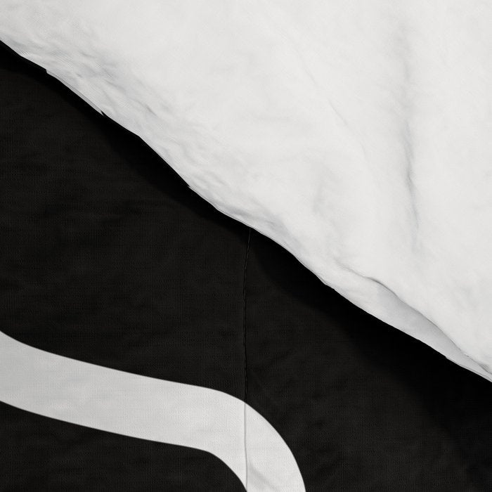 Squiggle Maze Minimalist Abstract Pattern in White and Black Comforter Gallery Image 4