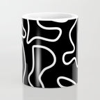 Squiggle Maze Minimalist Abstract Pattern in White and Black Coffee Mug Gallery Image 4