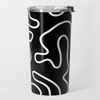 Squiggle Maze Minimalist Abstract Pattern in White and Black Travel Mug Gallery Image 2