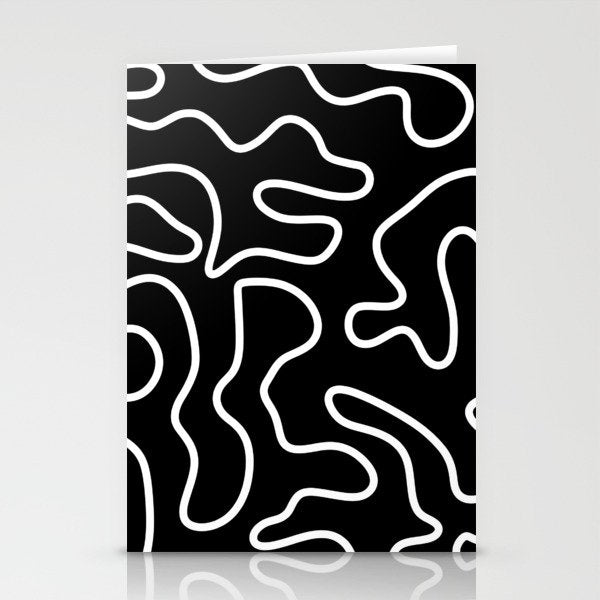 Squiggle Maze Minimalist Abstract Pattern in White and Black Stationery Card Gallery Image 2