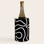 Squiggle Maze Minimalist Abstract Pattern in White and Black Wine Chiller Gallery Image 2