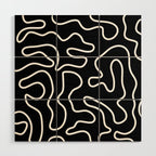Squiggle Maze Minimalist Abstract Pattern in White and Black Wood Wall Art Gallery Image 1