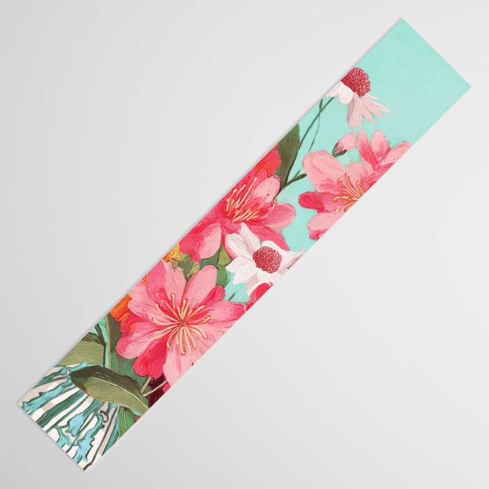 Azalea and Wildflower Bouquet on Teal Table Runner Gallery Image 3