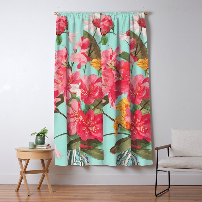 Azalea and Wildflower Bouquet on Teal Window Curtain Gallery Image 5