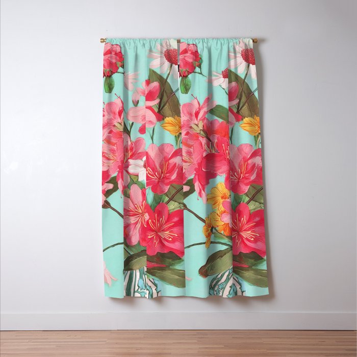 Azalea and Wildflower Bouquet on Teal Window Curtain Gallery Image 3