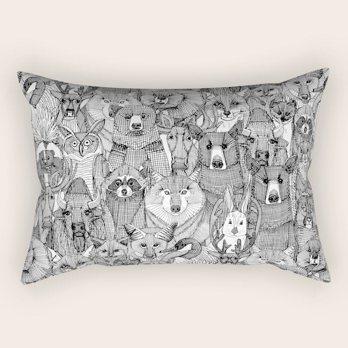 canadian animals black white Rectangular Pillow Gallery Image 1