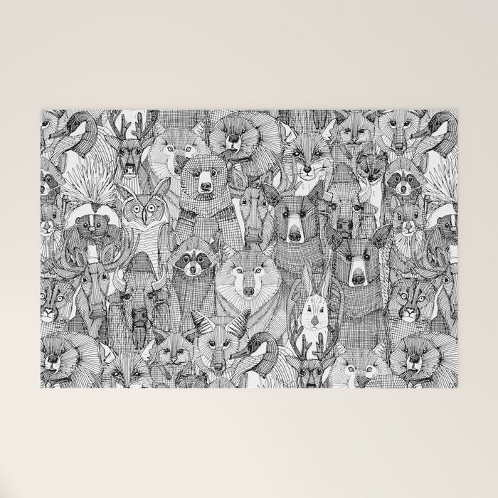 canadian animals black white Welcome Mat Gallery Image 1