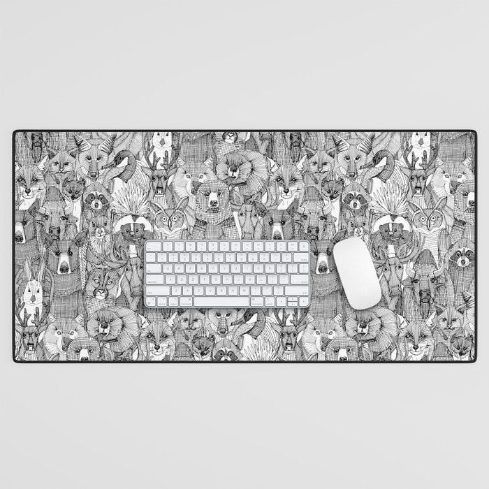 canadian animals black white Desk Mat Gallery Image 1