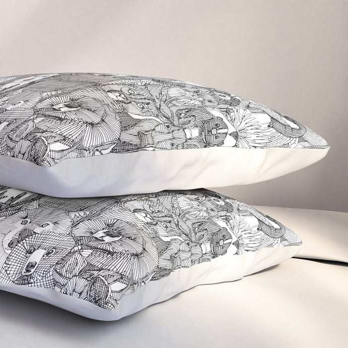 canadian animals black white Pillow Sham Gallery Image 3