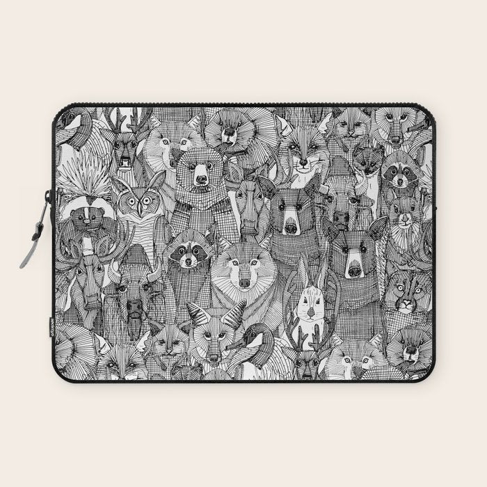 canadian animals black white Laptop Sleeve Gallery Image 1