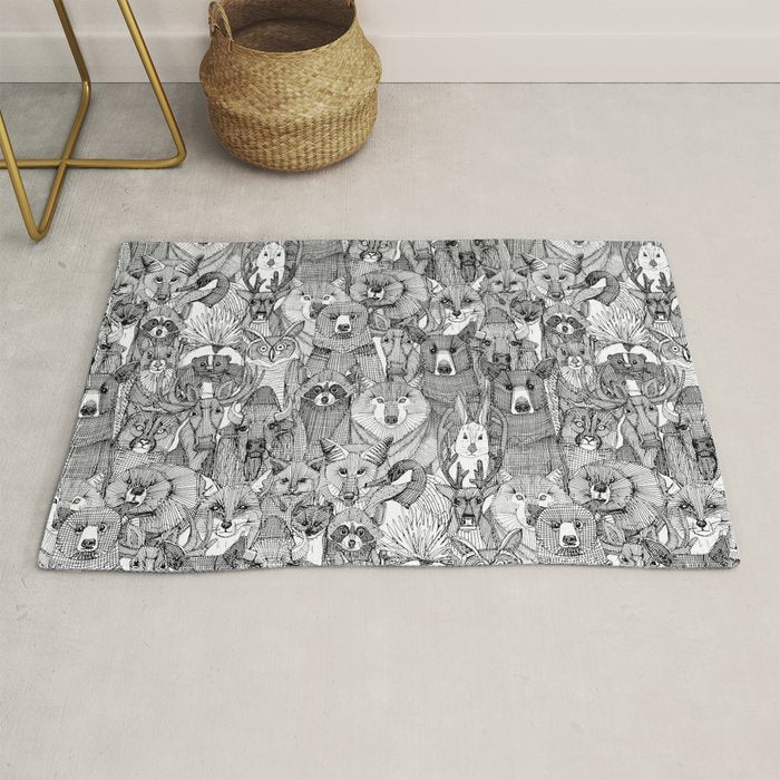 canadian animals black white Rug Gallery Image 1