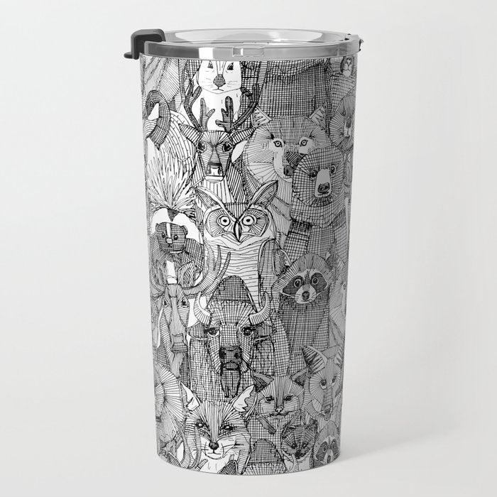 canadian animals black white Travel Mug Gallery Image 3