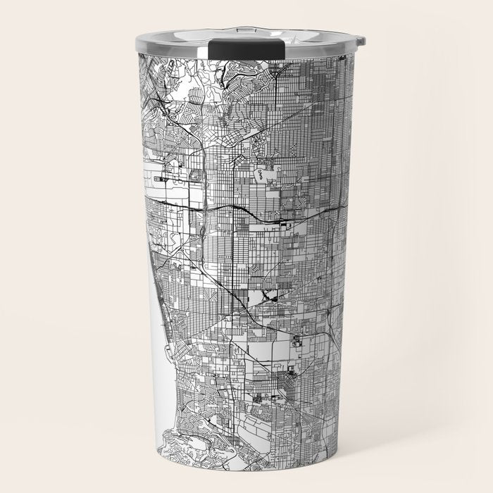 Los Angeles White Map Travel Mug Gallery Image 1