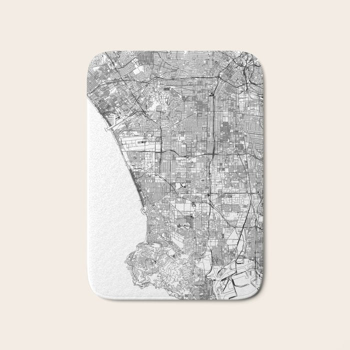 Los Angeles White Map Bath Mat Gallery Image 1