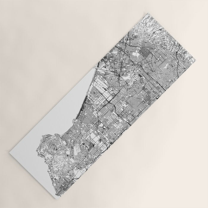 Los Angeles White Map Yoga Mat Gallery Image 1