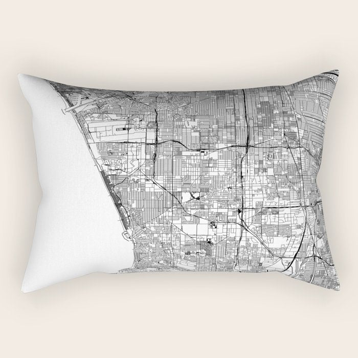 Los Angeles White Map Rectangular Pillow Gallery Image 1