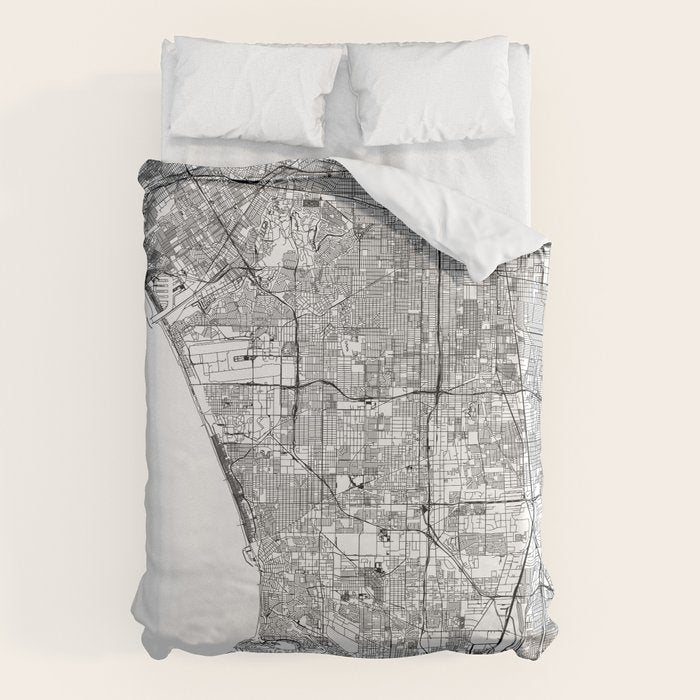 Los Angeles White Map Duvet Cover Gallery Image 6