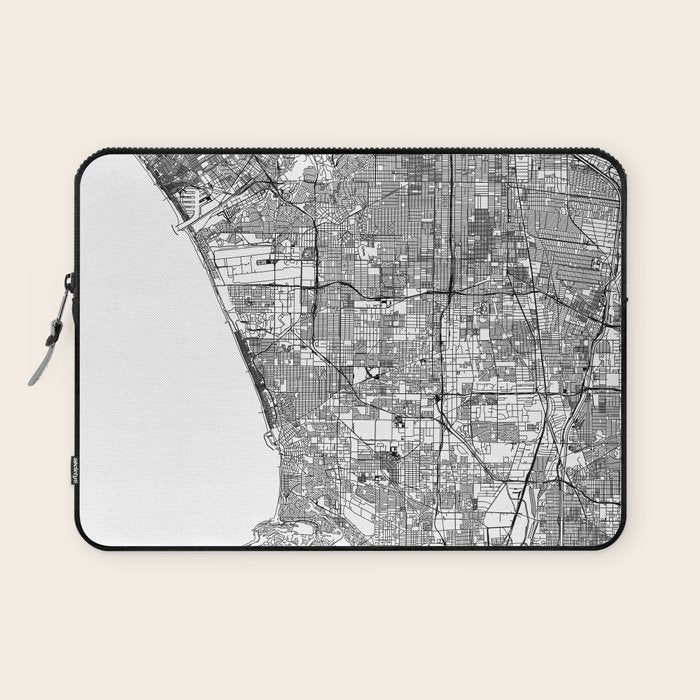 Los Angeles White Map Laptop Sleeve Gallery Image 1