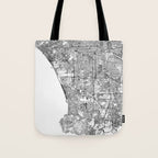 Los Angeles White Map Tote Bag Gallery Image 1