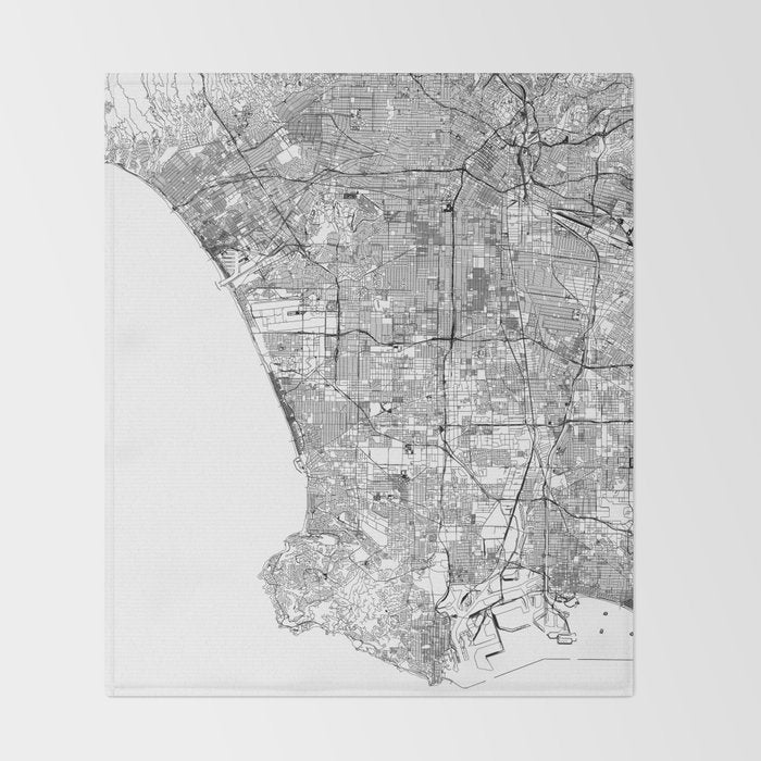 Los Angeles White Map Throw Blanket Gallery Image 2
