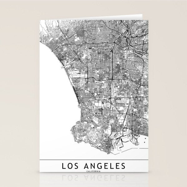 Los Angeles White Map Stationery Card Gallery Image 1