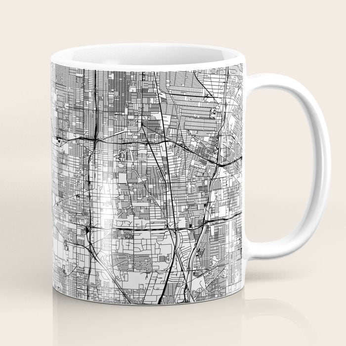 Los Angeles White Map Coffee Mug Gallery Image 1