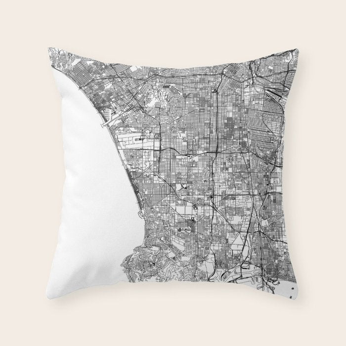 Los Angeles White Map Throw Pillow Gallery Image 6
