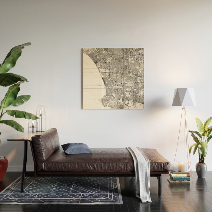 Los Angeles White Map Wood Wall Art Gallery Image 2