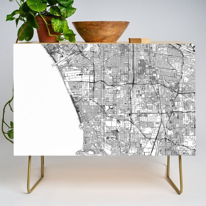 Los Angeles White Map Credenza Gallery Image 1