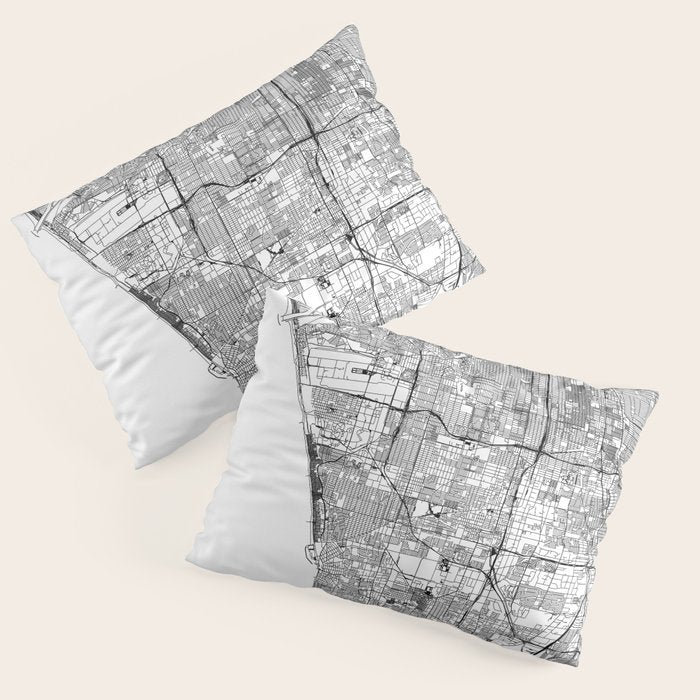 Los Angeles White Map Pillow Sham Gallery Image 1