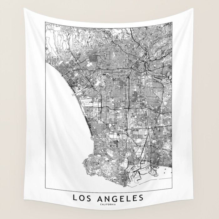 Los Angeles White Map Wall Tapestry Gallery Image 1