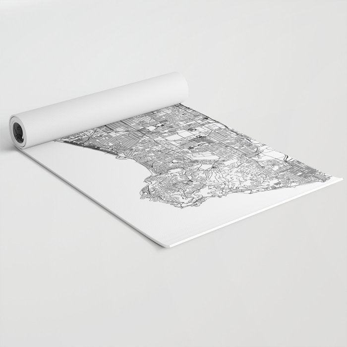 Los Angeles White Map Yoga Mat Gallery Image 2
