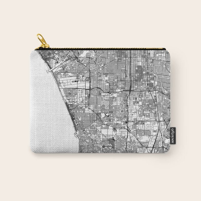 Los Angeles White Map Carry All Pouch Gallery Image 1