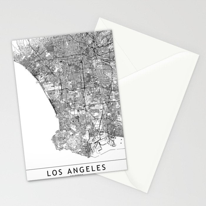 Los Angeles White Map Stationery Card Gallery Image 2