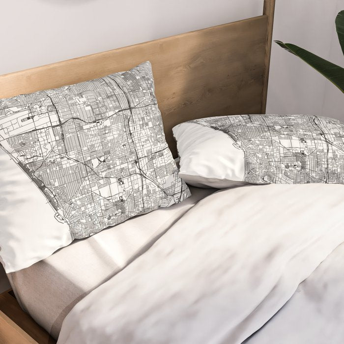 Los Angeles White Map Pillow Sham Gallery Image 2