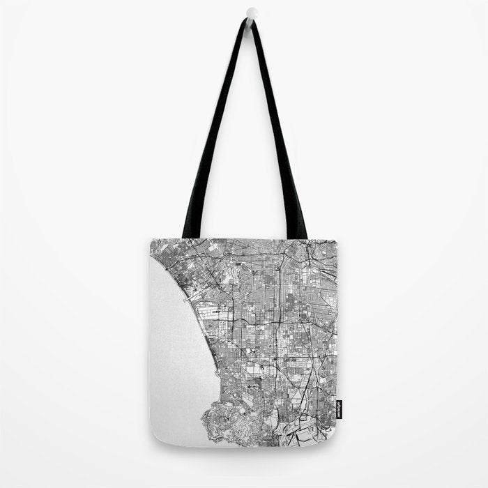 Los Angeles White Map Tote Bag Gallery Image 2