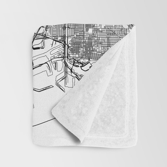 Los Angeles White Map Throw Blanket Gallery Image 3