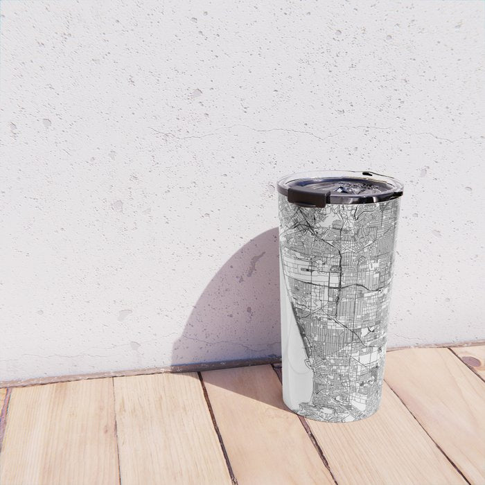 Los Angeles White Map Travel Mug Gallery Image 4
