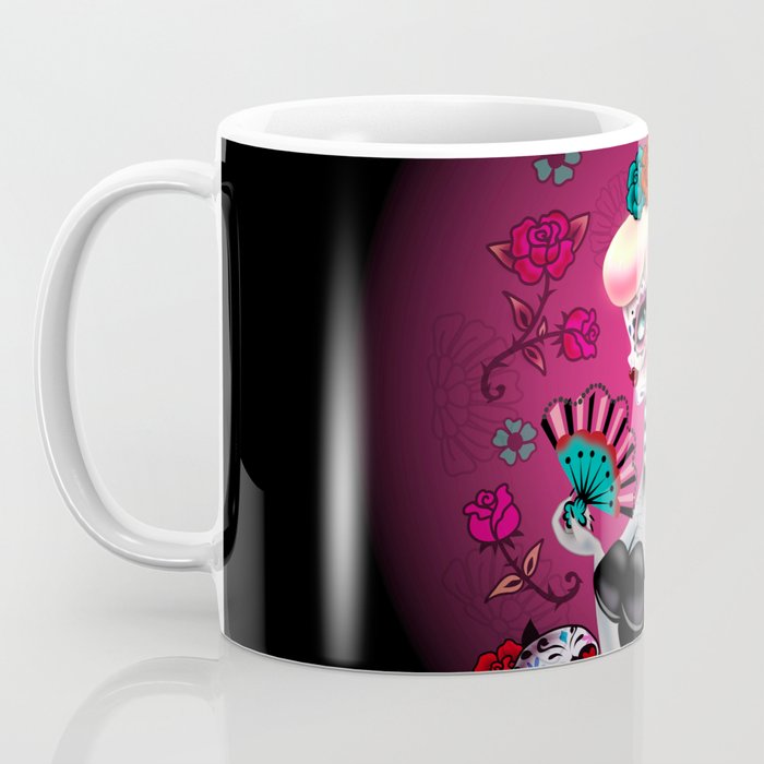 Rockabilly Blonde Sugar Skull Girl Coffee Mug Gallery Image 3