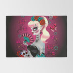 Rockabilly Blonde Sugar Skull Girl Rug Gallery Image 2