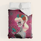 Rockabilly Blonde Sugar Skull Girl Comforter Gallery Image 6