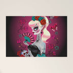 Rockabilly Blonde Sugar Skull Girl Welcome Mat Gallery Image 1