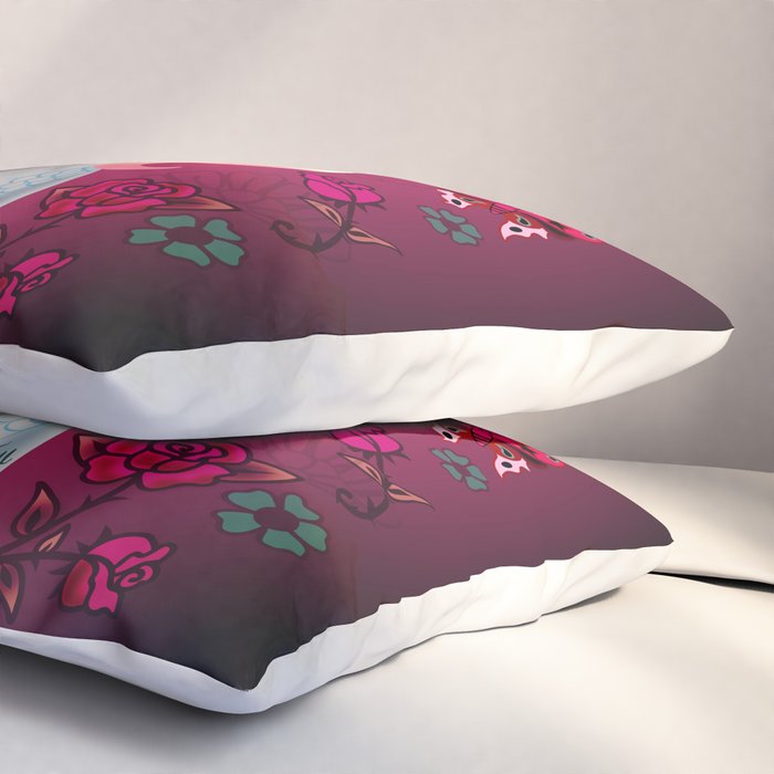 Rockabilly Blonde Sugar Skull Girl Pillow Sham Gallery Image 3