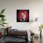 Rockabilly Blonde Sugar Skull Girl Wood Wall Art Gallery Image 2