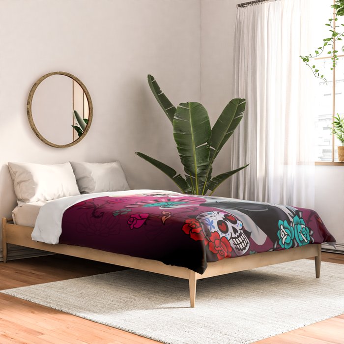 Rockabilly Blonde Sugar Skull Girl Comforter Gallery Image 2