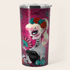 Rockabilly Blonde Sugar Skull Girl Travel Mug Gallery Image 1