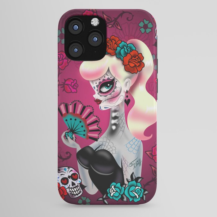 Rockabilly Blonde Sugar Skull Girl iPhone Case Gallery Image 44