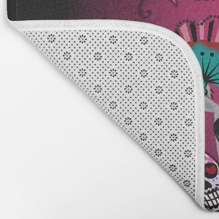 Rockabilly Blonde Sugar Skull Girl Bath Mat Gallery Image 2