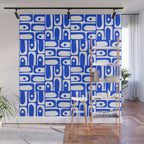 Mid Century Modern Piquet Multi Pattern in Royal Blue and White Wall Mural Gallery Image 1